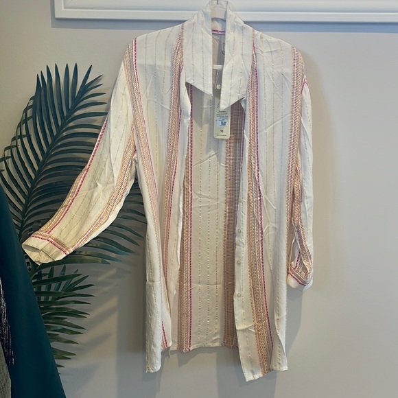 Elan Beach Shirt multicolor thread with sparkle Size M - Picture 3 of 8